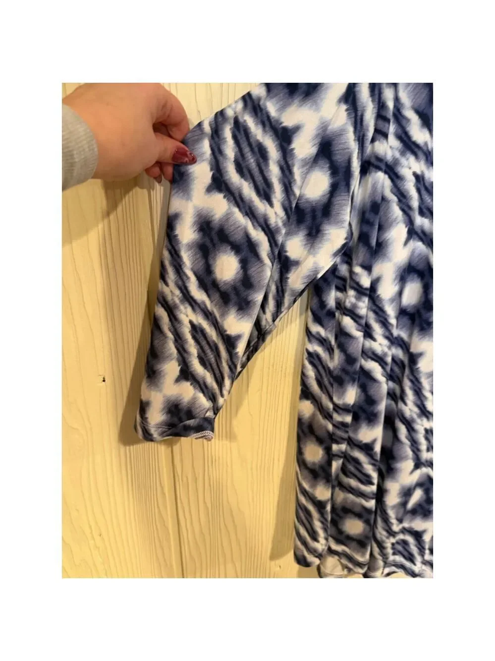 JM Collection Blue White Tie Dye Cold Shoulder Tee XL